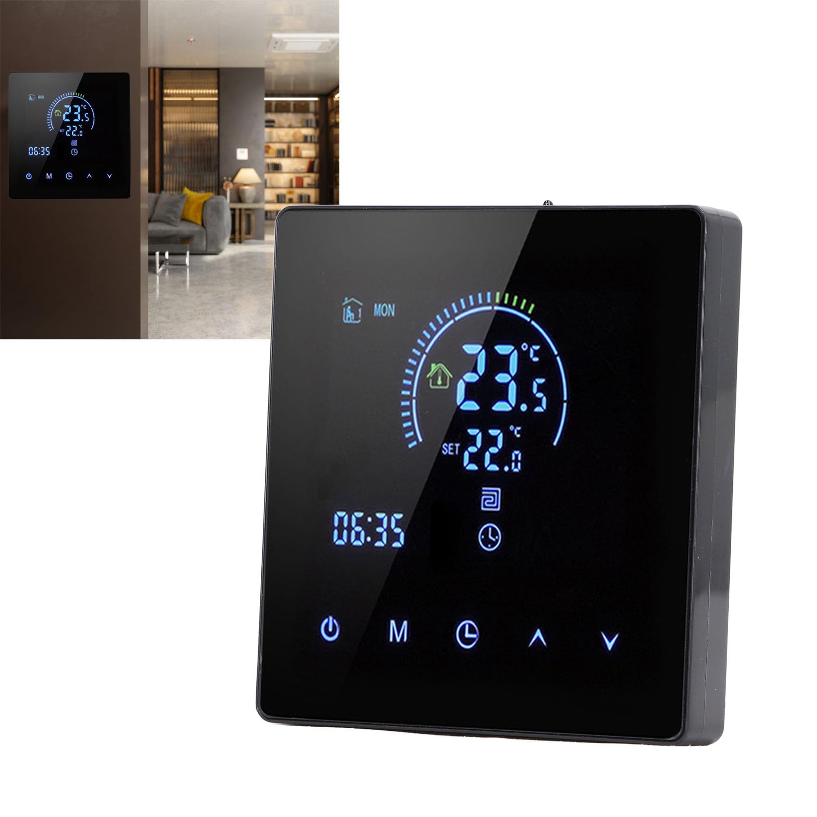Akozon Cyfrowy Termostat 16 A z Wyświetlaczem LCD - Programowalny Elektryczny Termostat Grzewczy do Domu, Biura i Hotelu AC 90 V-240 V, Kontrola Temperatury Zapewniająca Komfortowy Klimat w (WiFi,