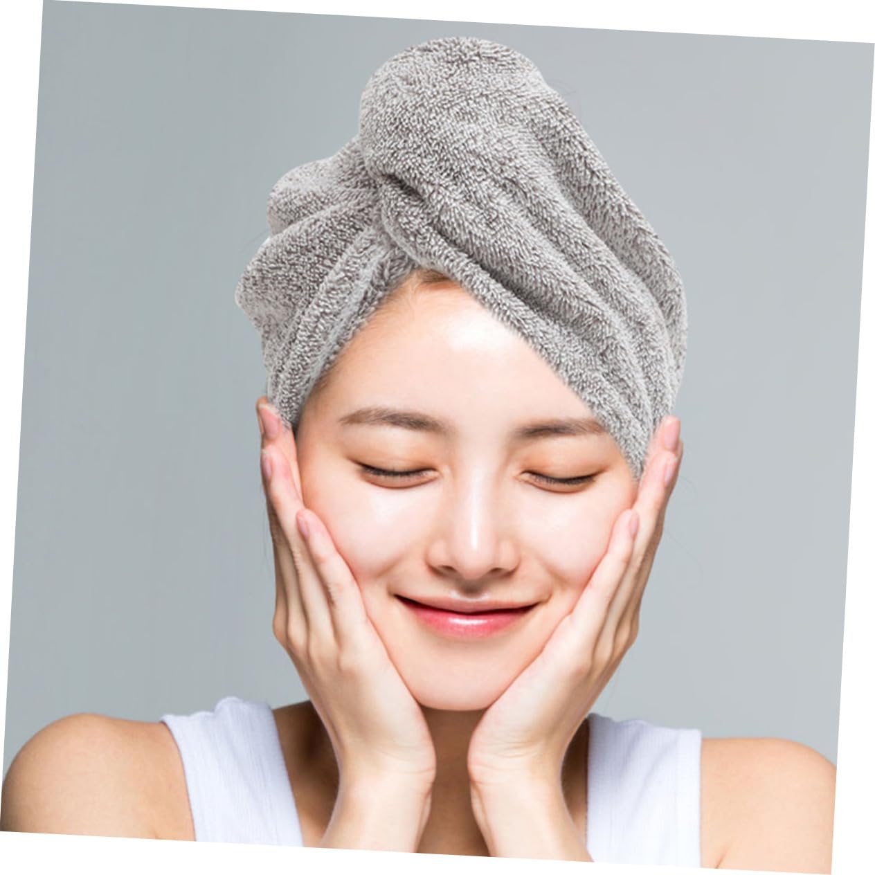 MAGICLULU 4 Sätze Trockene Haarkappe Handtuch Zum Trocknen Der Haare Trockenes Haarkappentuch Handtuchwickel Zum Trocknen Der Haare Duschhaube Groß Haarturban Grey Korallenvlies 2 Stück * 4