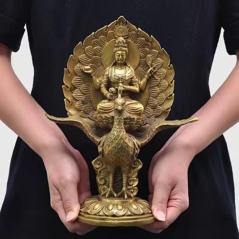 修縁堂真言宗 仏像 仏具 孔雀明王 置物 △峰△AM363 紫銅 精工 孔雀