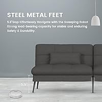 Vista 8 de COMHOMA Sofá cama convertible, sofá de tela de 72 pulgadas con respaldo ajustable, sofá biplaza reclinable para sala de estar, juego de futón (negro)