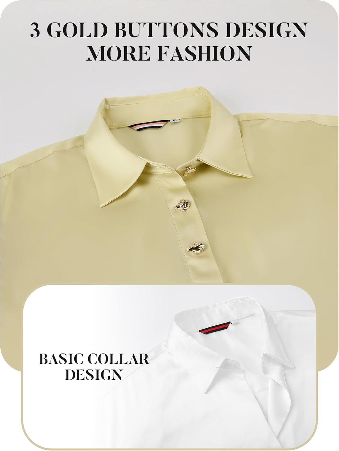 Esabel.C Satin Silk Button Down Shirts for Women Casual Silky Long Sleeve Work Tunic Top - Image 6