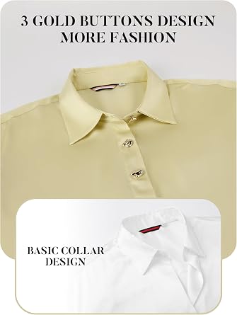 Esabel.C Satin Silk Button Down Shirts for Women Long Sleeve Casual Tops