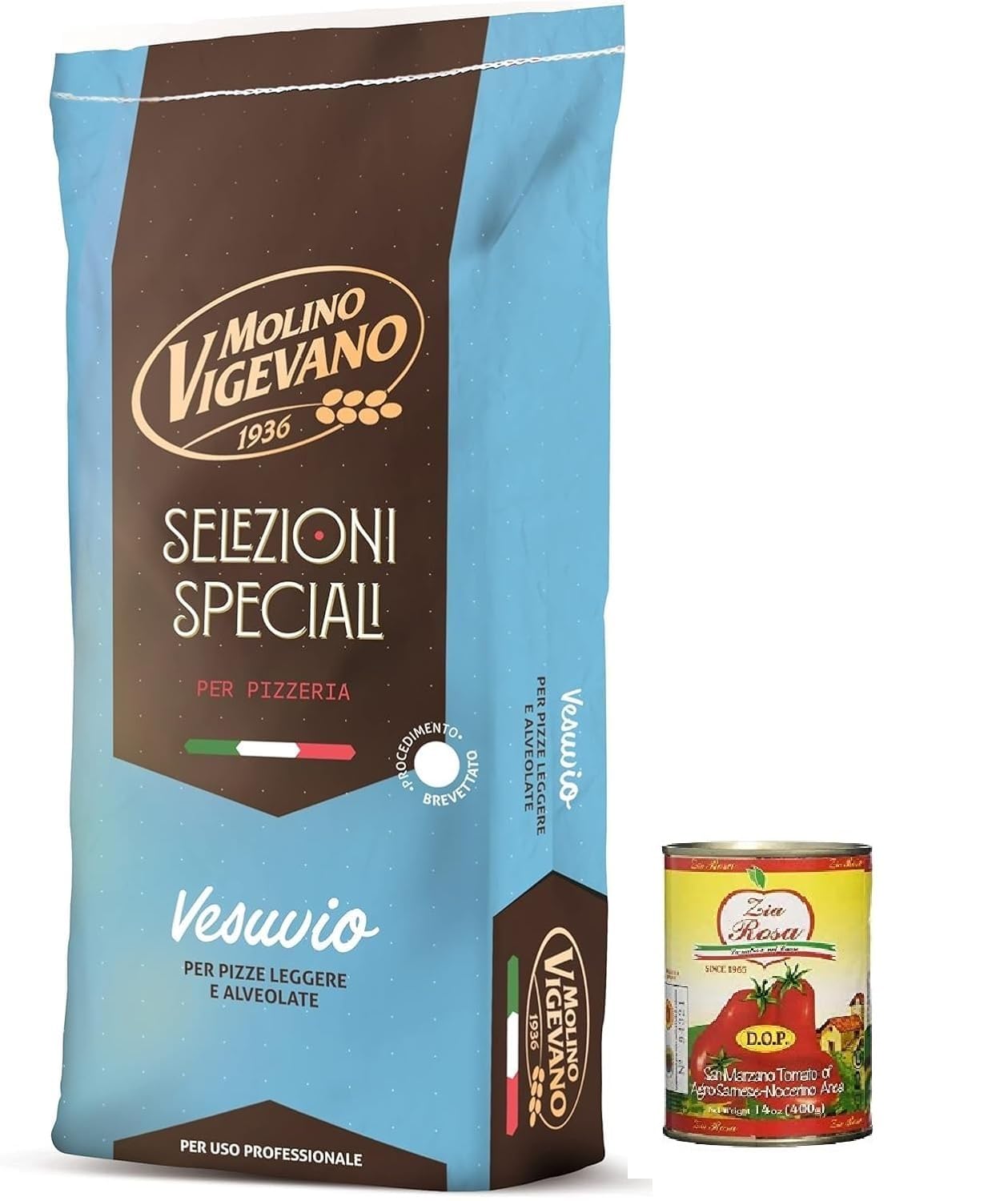 Molino Vigevano Veusvio Mehl Typ 0 10 kg + Zia Rosa DOP Pomodoro San Marzano 400g