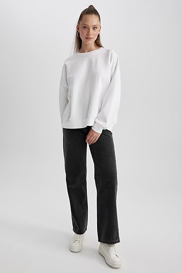 DeFacto A4756ax Maglia di Tuta, Grigio, M Donna