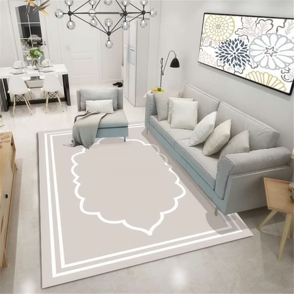 Tapis gris simple durable au motif géométrique rétro de 40x60cm