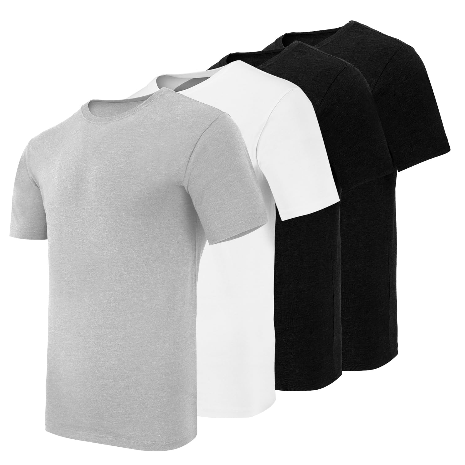 Crewneck Cotton T-Shirts for Men | 4-Pack Crewneck T-Shirts Multipack | Short Sleeve T-Sh…