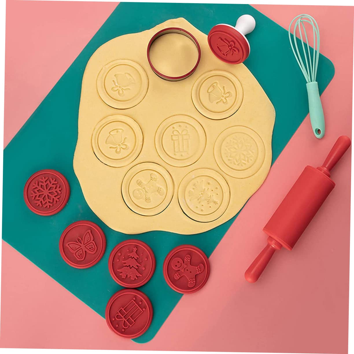 Cabilock 5 Juegos De Cortadores De Galletas Con Sellos Para Galletas Dibujos Animados Navideños Sellos Para Galletas De Navidad Frascos Galletas De Gelatina Kit De Moldes Para