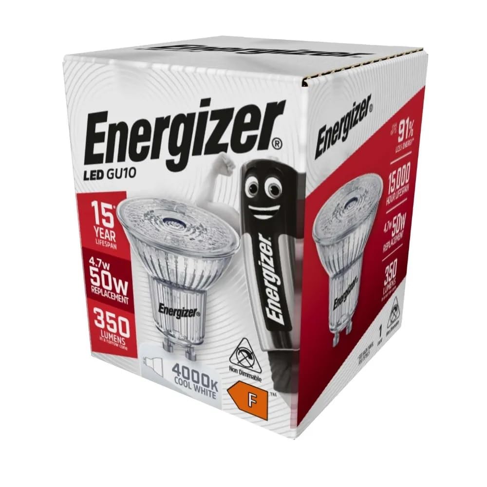 Energizer LED Energy Saving Lightbulb, GU10, 5 W, Cool White