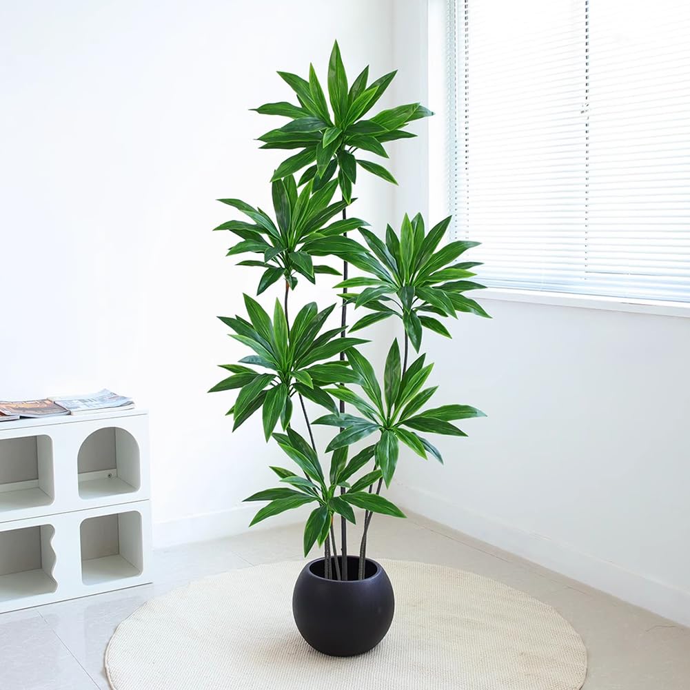 SWENEEN Indoor High-Simulation Artificial Dragon Blood Tree,150/180Cm High,With Flower Pot,Large Imitation Floor Plant,Indoor Potted Imitation Tree,For Home Decoration,D High 150,B High 180cm