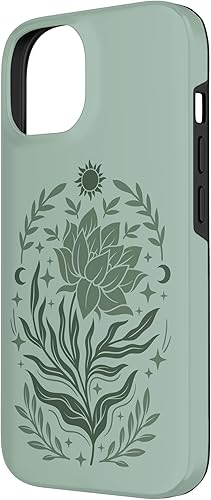 Miniatura 5 de Funda celestial floral bohemia para iPhone XR con diseño de sol y luna creciente y verde