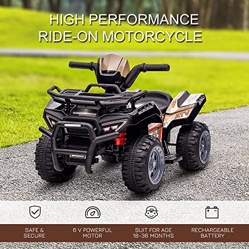 Aosom Kids Ride-On Atv Four Wheeler Car 6V Battery Powered Motorcycle With Music For 18-36 Months, Black #TOP3