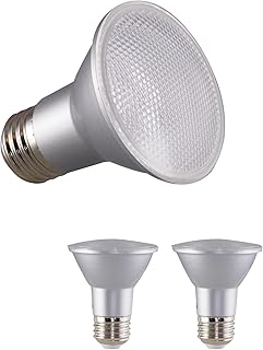 Satco 6.5W PAR20 LED Light Bulb 5000K Natural Light 520 Lumens 40 Degree Beam E26 Medium Base 90 CRI Dimmable Wet Rated Enclosed Fixture Rated 120V S29409 (2 Pack)