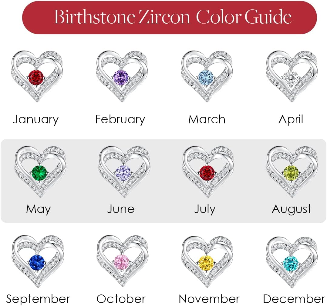 CDE Forever Love Heart Stud Earrings for Women, 925 Sterling Silver Birthstone Heart Stud Earrings Christmas Day Mother's Day Gift Anniversary Birthday Jewelry Gifts for Women Wife Her - Image 7