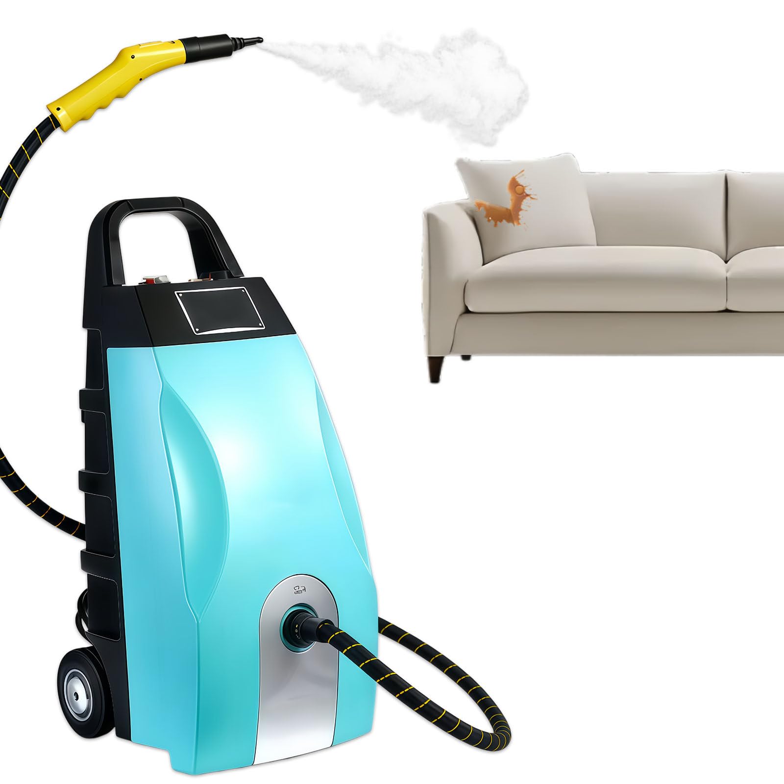 Glowdora Commercial Steam Cleaner 3000w Heavy Duty - 3.5l Tank, 230°F High Temp Steam For Restaurant Kitchen, Lightweight Steamer With Safety Lock, Used For Car & Kitchen Cleaning Blue