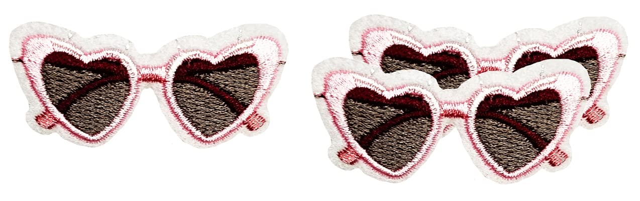 Sunglasses Lover Hearts Cartoon Children Kid Embroidered Sew on Patches Sticker Sewing Applique DIY Clothing T-Shirt Dress Hat Jeans Backpacks for Women Men (3 PCS)