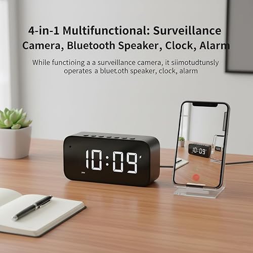Miniatura 3 de Digital Clock Camera with 32GB SD Card, 4-in-1 Bluetooth Speaker, Clock, Alarm, Camera  4K UHD, WiFi 6, Remote Phone View  Local Recording, Cloud