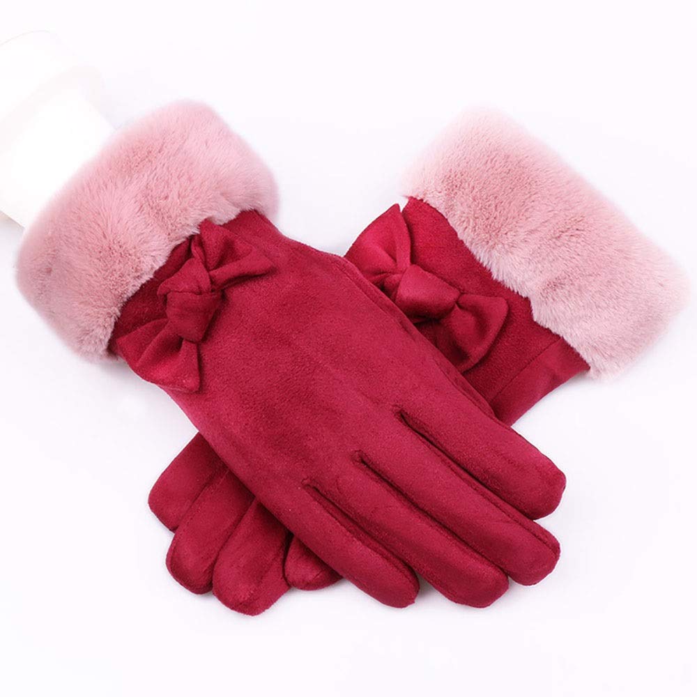 Guantes invierno mujer ante pantalla táctil guantes calientes cinco dedos terciopelo rojo talla única