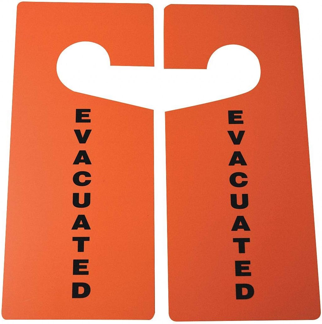Accuform Plastic, Evacuated Door Knob Hanger Tag, 9" Height, 4" Width - TAD838