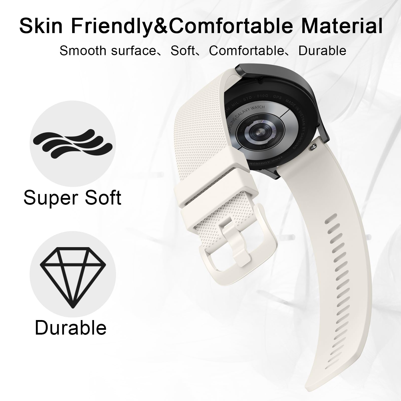 Wanme 20 mm 22 mm Rubber Watch Strap, Replacement Silicone Watch Bands with Quick Release, Waterproof Soft Watch Bands with M - 2