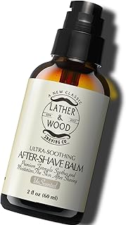 Lather & Wood Unscented Aftershave Balm for Men – Soothes Razor Burn, Hydrates & Restores Skin – Alcohol Free, Non-Greasy Formula - 2oz