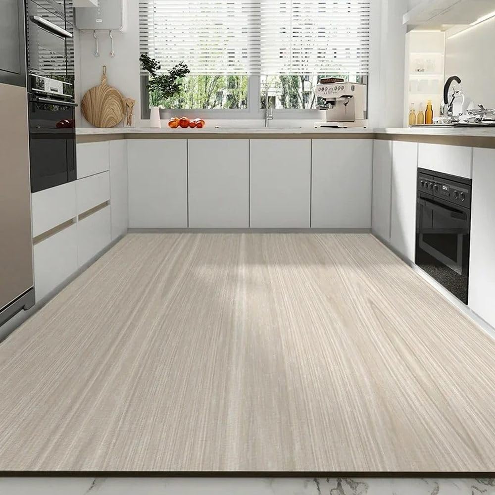 Tapis de sol en PVC imperméable anti-tache imitation bois 50x80 pour cuisine propre
