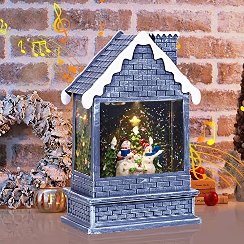 Christmas Snow Globes,Snow Globe Christmas Train Decoration With Timer Battery Operated Snow Globe,Lighted Snow Globe Christmas With Music As For Christmas Table Decorations #TOP1