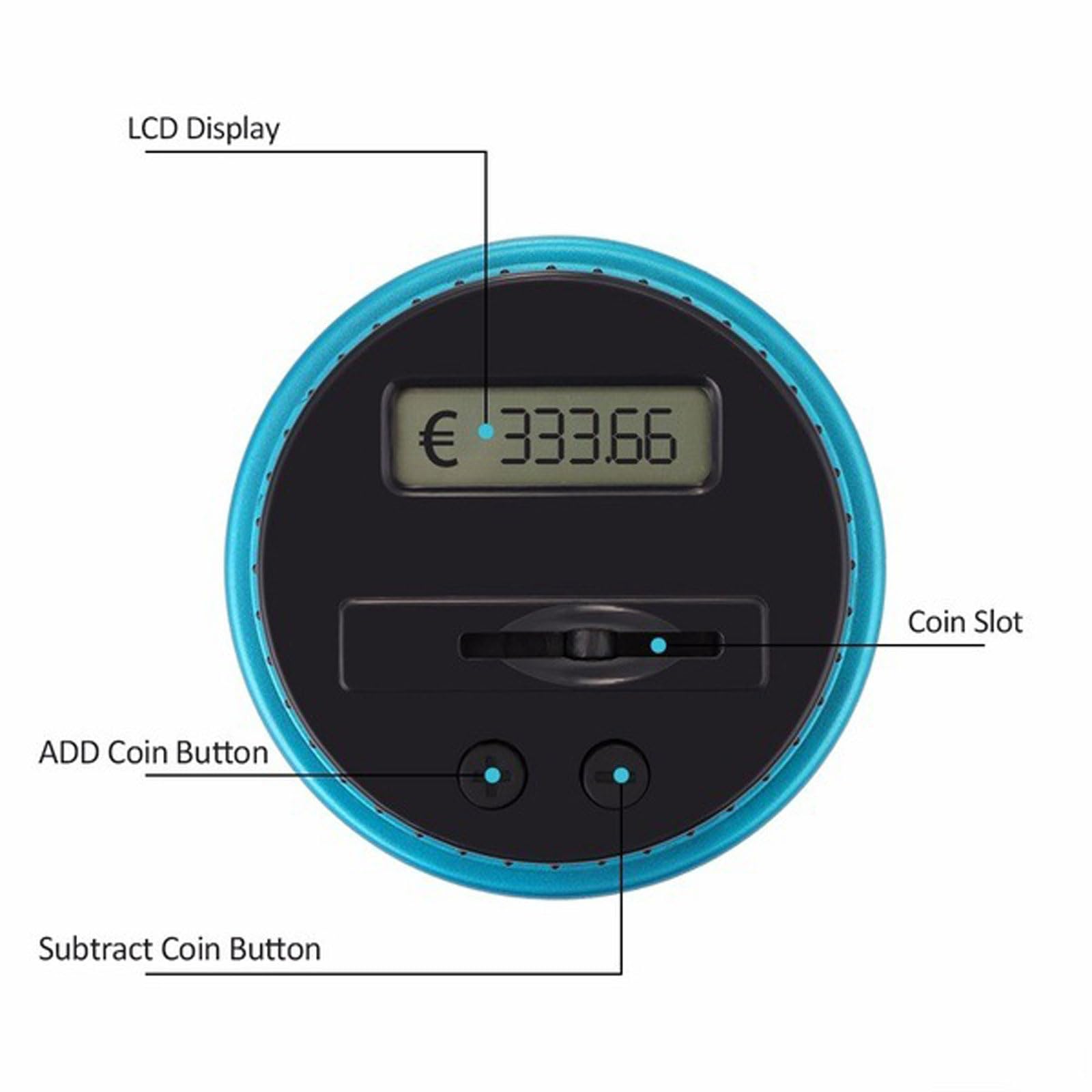 Tirelire Tirelire Transparente 1,8 l, Porte-Monnaie, comptage de pièces en Temps réel avec écran LED, adapté aux Adultes et aux Enfants Tirelire Billet