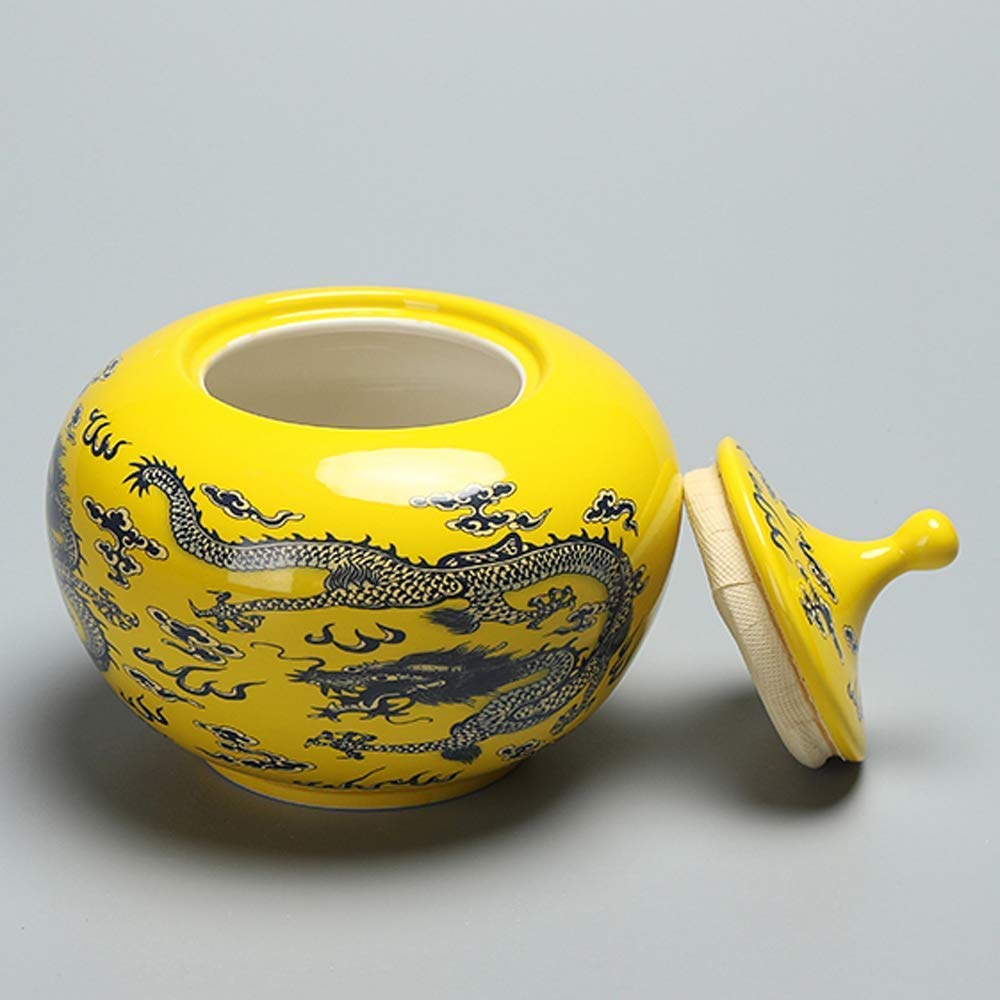 Grande urna funeraria in Ceramica per Ceneri umane e Animali Domestici Bare in Porcellana Blu e Bianca Creativa Dipinta a Mano