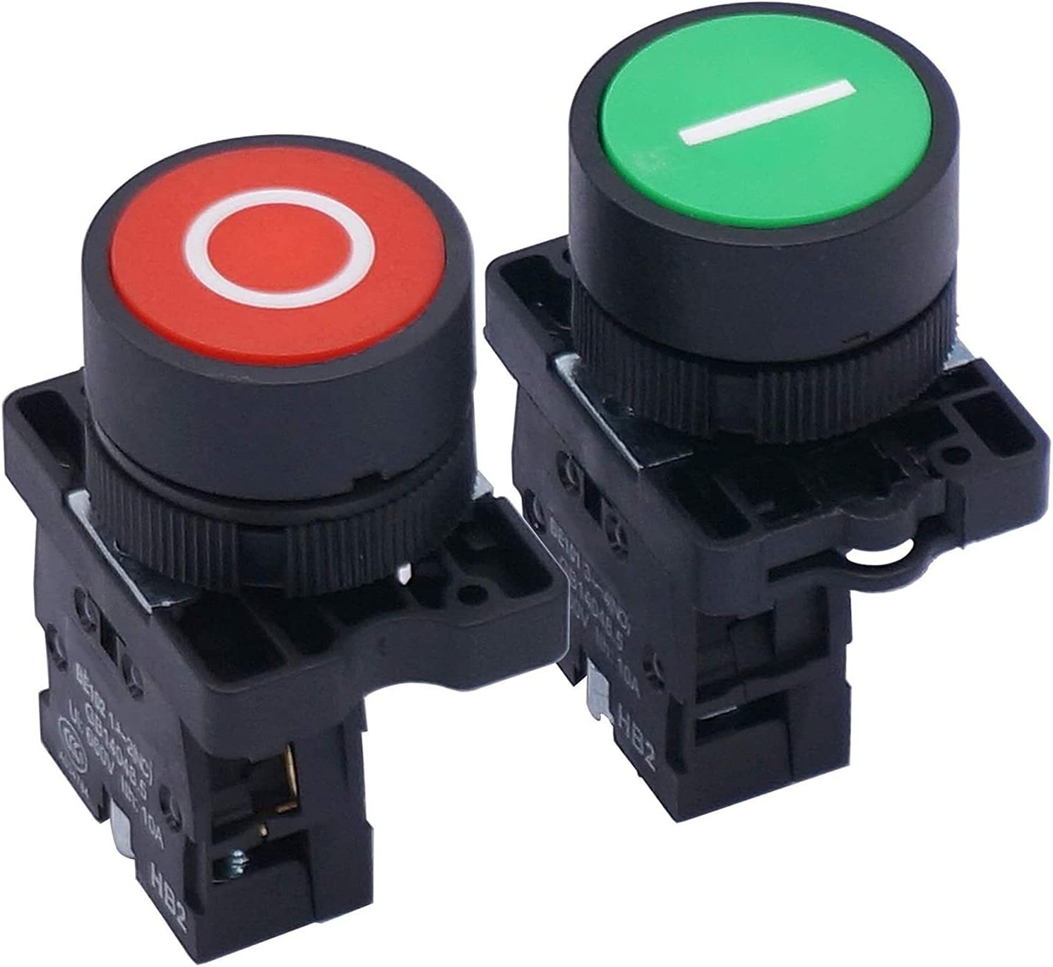 AC 660V 10A Momentary I/O Red Green Sign NO NC Push Button Switch Station