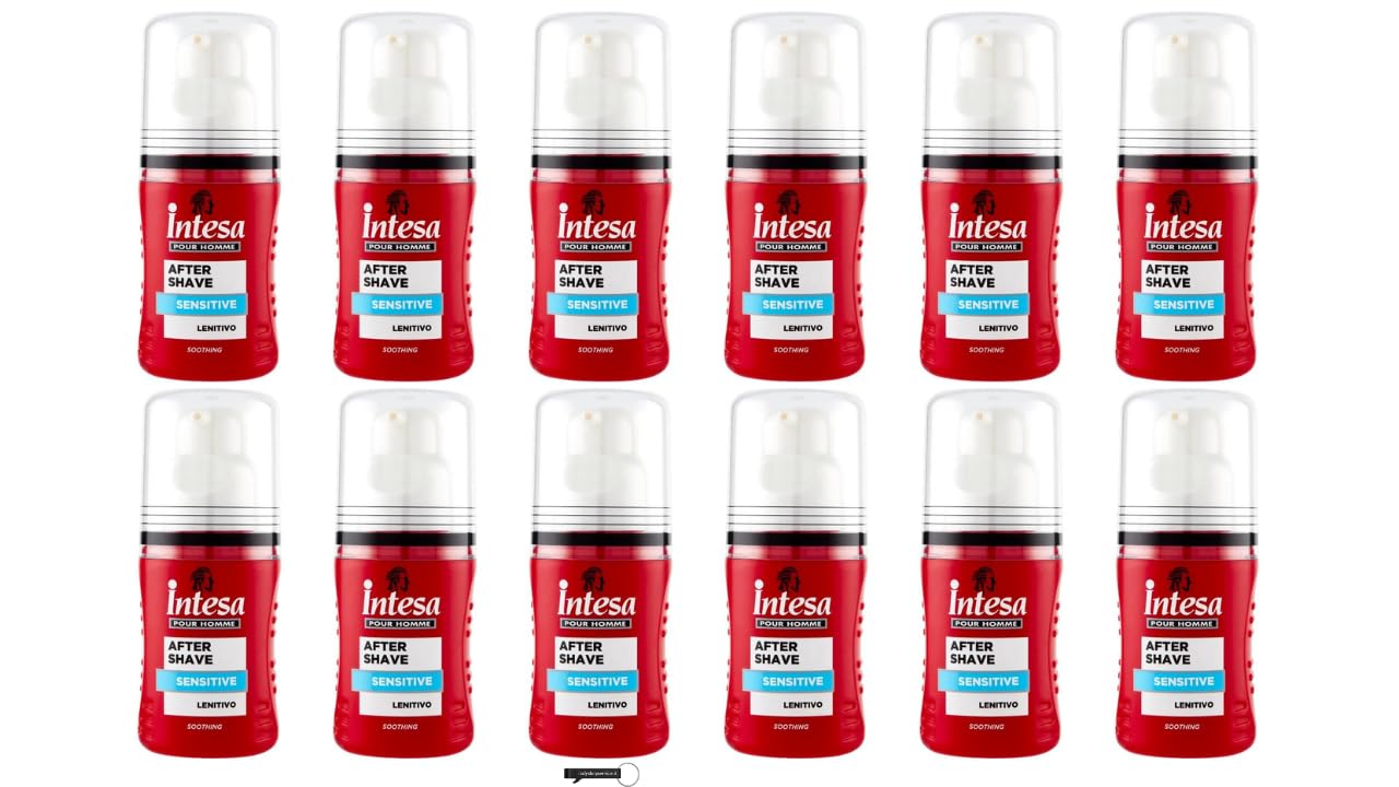 12x Intesa Pour Homme After Shave Sensitive, Beruhigendes Balsam, 100 ml,+ Italy Shop Service Kostenloser Schlüsselanhänger