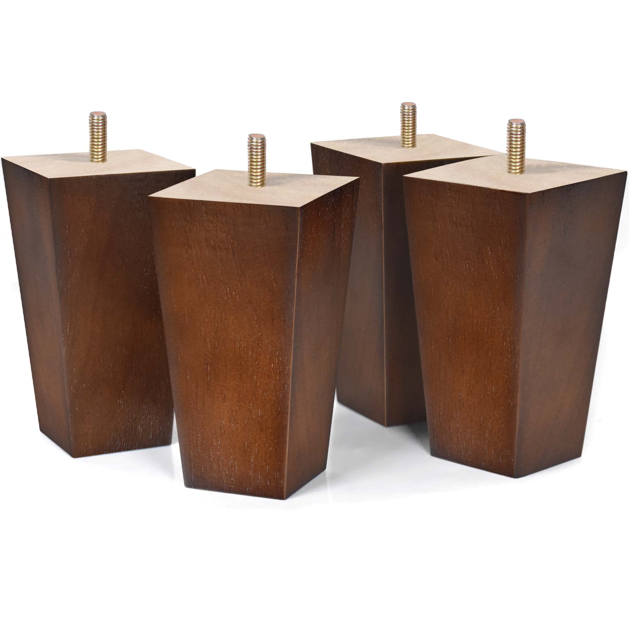 AORYVIC 5 inch Sofa Legs Wood Furniture Legs Pack of 4 Pyramid Couch Legs Mid-Century Modern Brown Replacement Legs