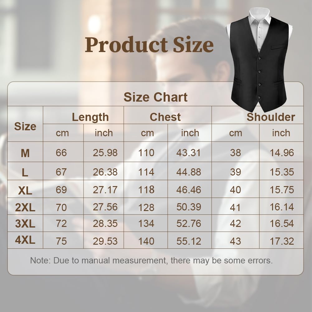 Chaleco Formal Hombres, Chaleco Vestir Hombre Negro con Bolsillo, Chaleco Traje Hombre de Elegante, Boda Fiesta Negocio