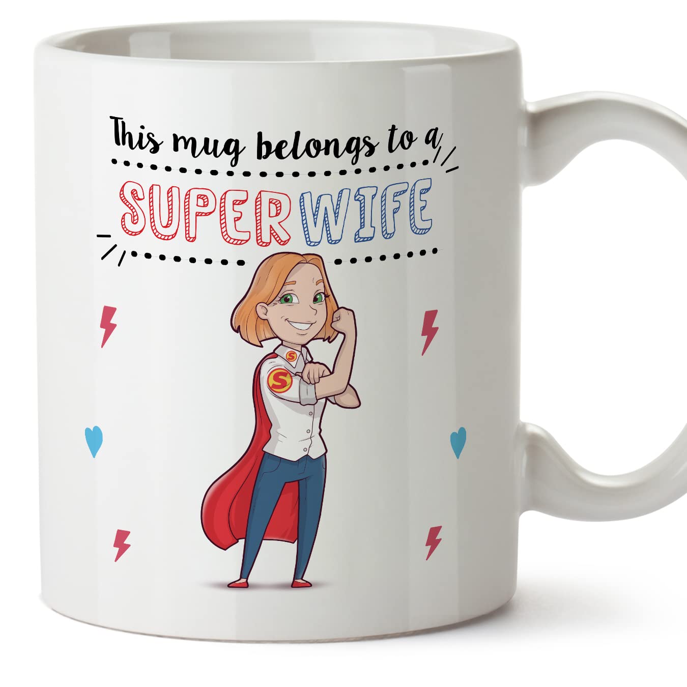 MUGFFINS Wife Mug - in English - Super Family - Funny Gift - Ceramic 11oz Mug
