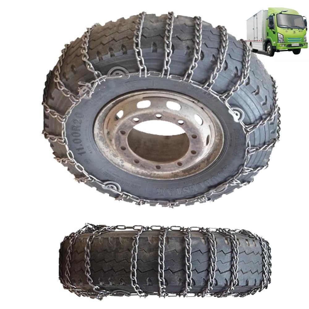 Set of 2 Universal Emergency Tire Traction Chain Snow Chains for Semi Trucks Metal Tire Chains for SUV Trucks Pickup Trucks Semi Trucks Van Trucks ATV Light Truck 9mm 9.00-20 9mm 11.00-20