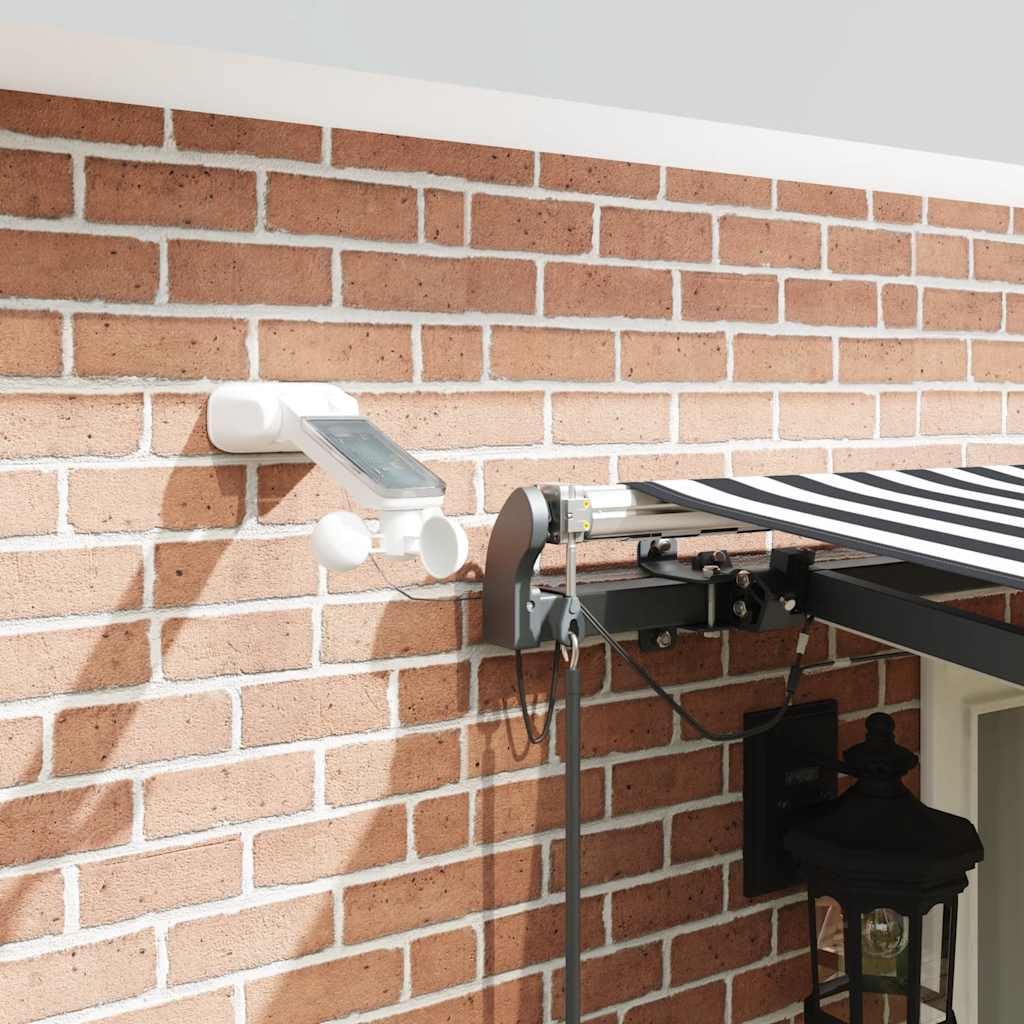 Toldo de 500 x 300 cm, antracita y blanco, con iluminación LED y sensor de viento, estructura de aluminio, protección solar, terraza, balcón, paño resistente a la intemperie para jardín