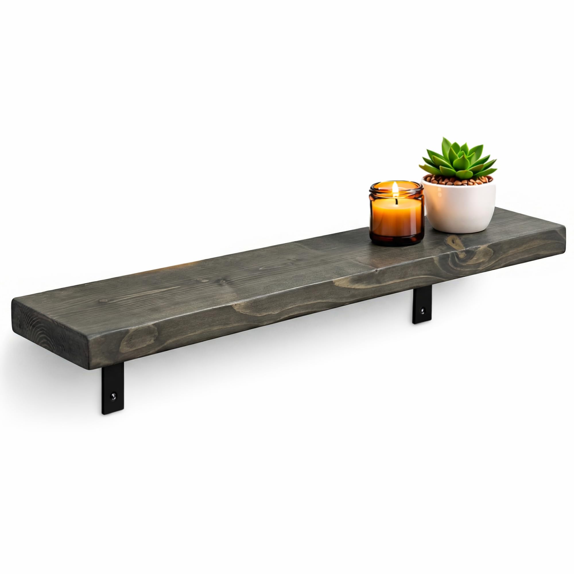 MKGT Radiator Shelf Solid Wood with Brackets | Rustic Wood Above Radiator | Radiator Cover Shelf for Hallway & Living Room – UK Handmade (Driftwood, 110 cm)