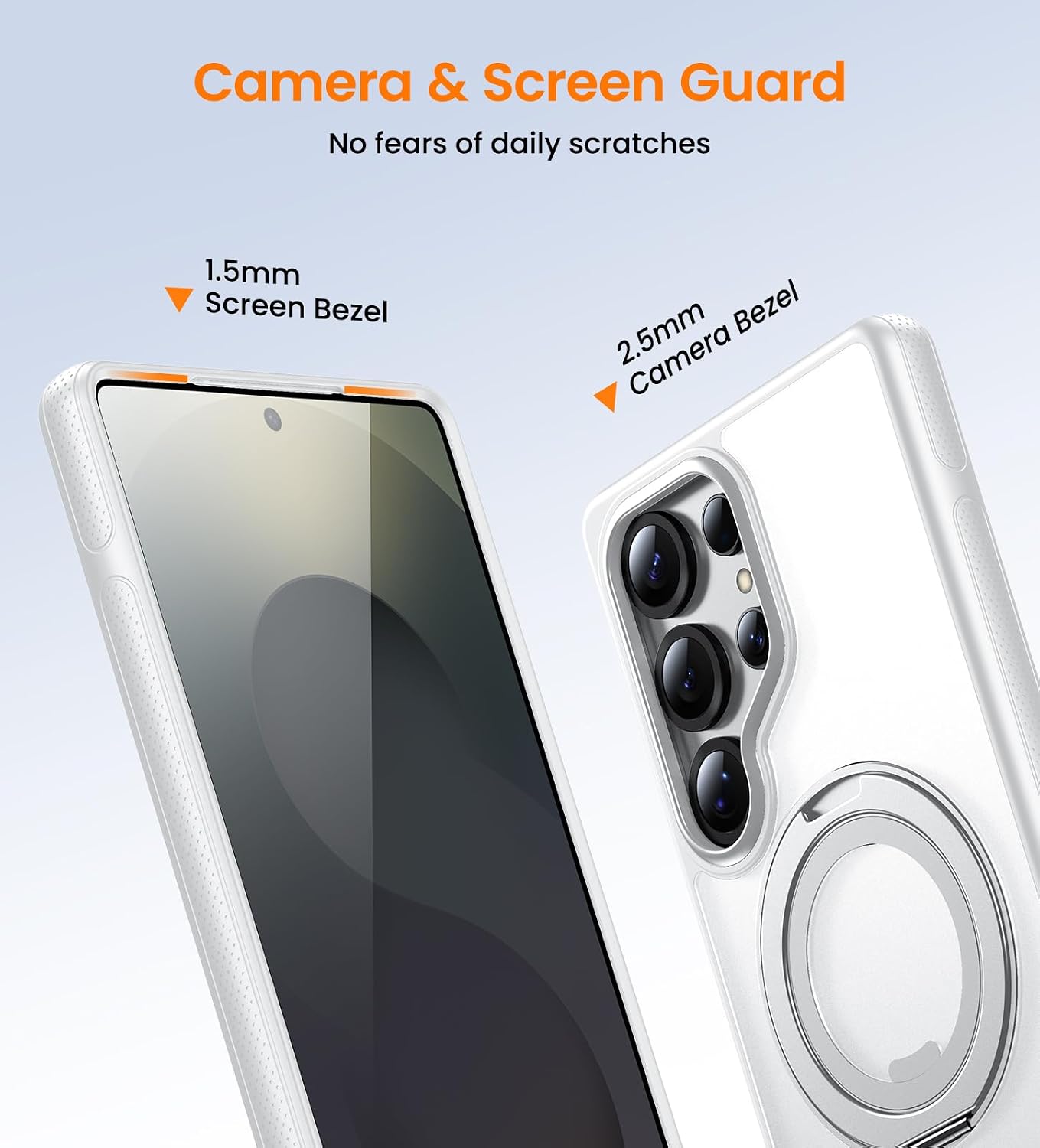 Magnetic for Samsung Galaxy S25 Ultra Case with Stand [Compatible with MagSafe] [360° Rotatable Ring Holder Kickstand] [Military Grade Protection] Shockproof Phone Case for S25 Ultra, White