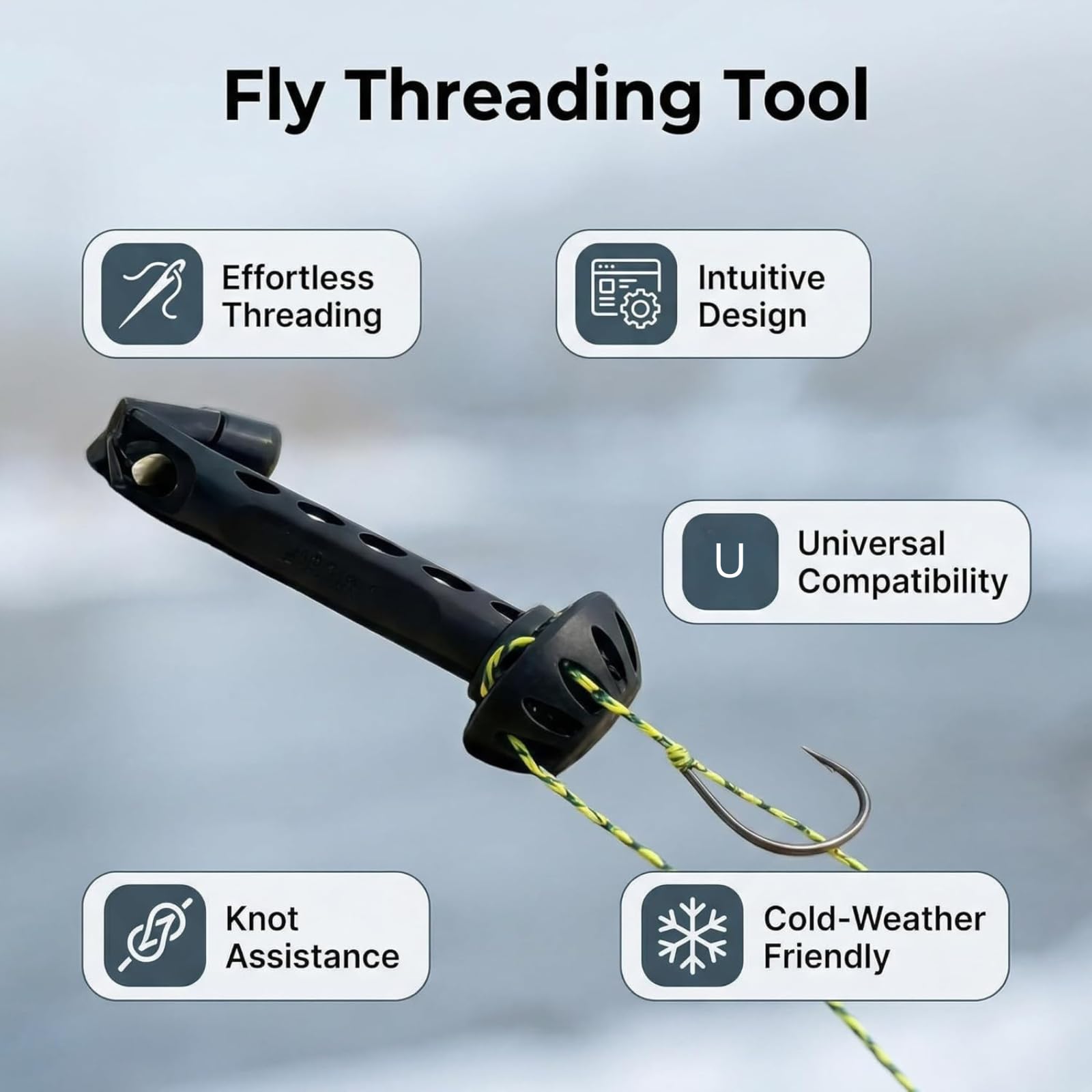 Fly Fishing Magnetic Fly Threader, Fishing Accessory to Easily Rig Small Flies on Water, Universal Knot Helper Knot Assist for Threading Hooks, Works with Most Hooks, tippets, and Fly Styles — view 3