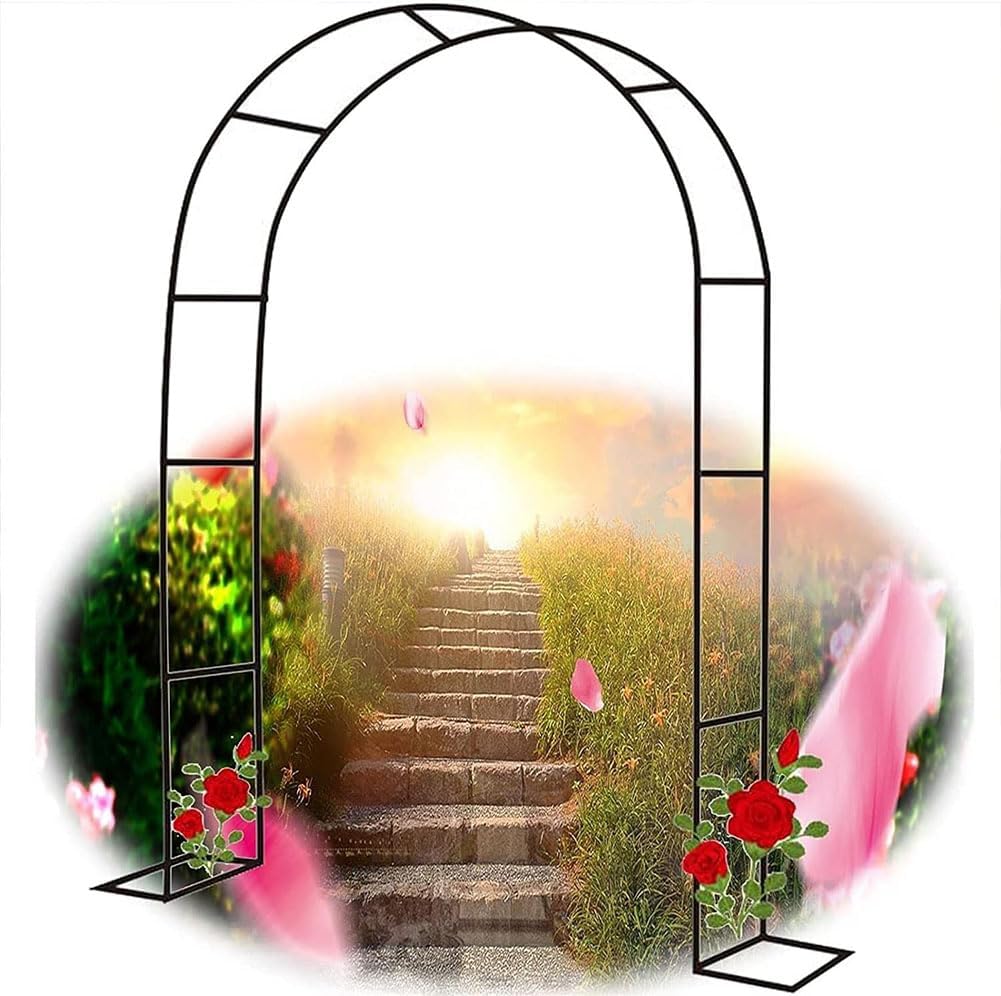 Garden Arbor Arch Steel Frame Weather Resistant Metal Archway for Climbing Plants, Free Standing Trellis Pergola 1.2M 1.4M 1.8M 2.4M 3M 3.5M Wide Garden Arch,White,W1.4M*H2.3M