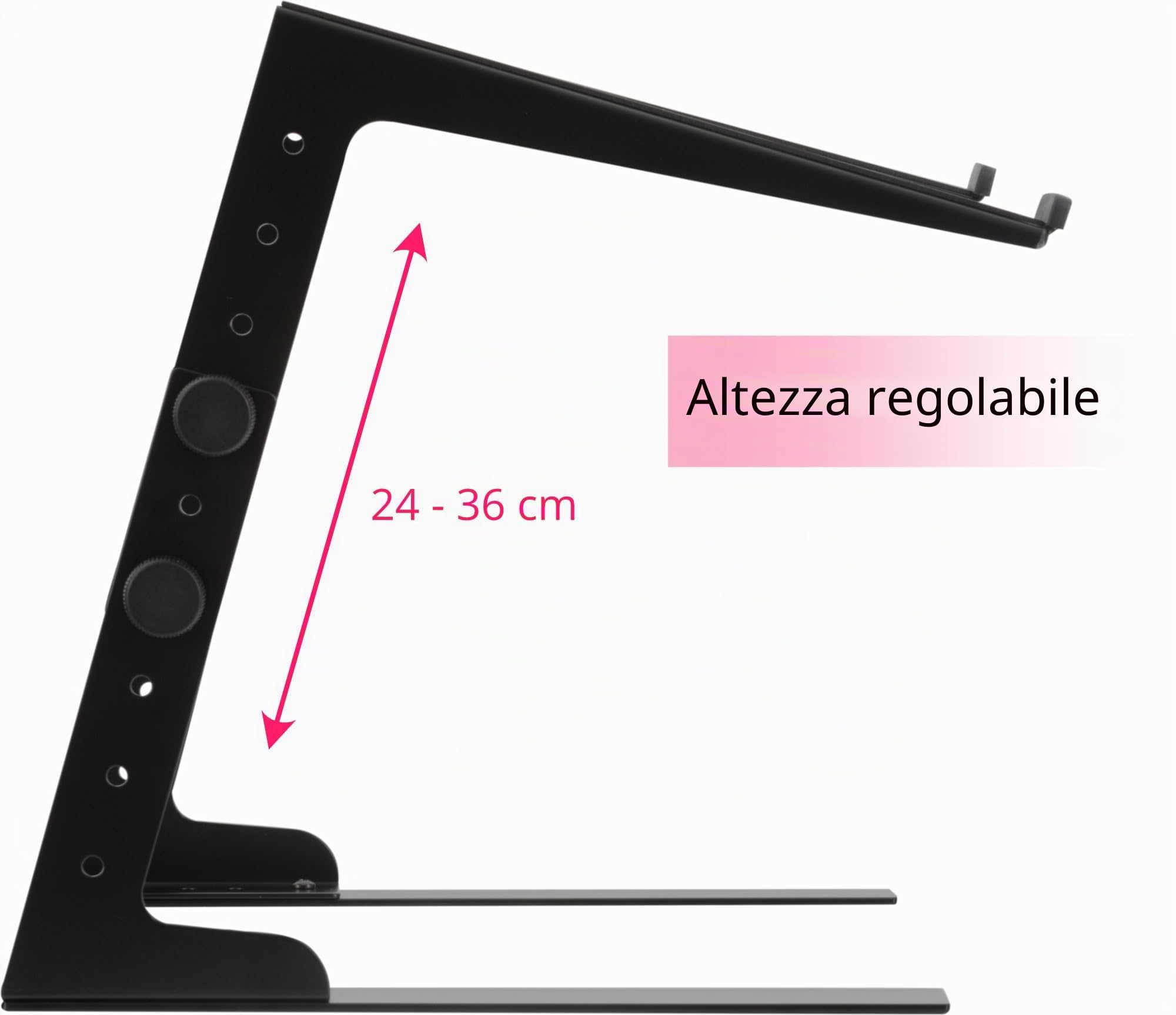 Pronomic LS-110 Supporto Laptop DJ Notebook Stand (Regolabile in Altezza, incl. morsetti di fissaggio, ideale per DJ e musicisti, materiale: acciaio) Nero