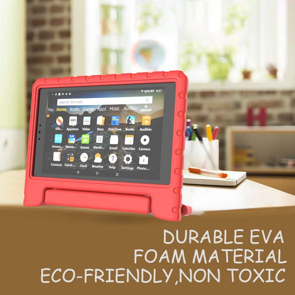 BMOUO Case for All-New Fire HD 8 2017/2018 - Light Weight Shock Proof Convertible Handle Kid-Proof Cover Kids Case for All-New Fire HD 8 Tablet (7th and 8th Generation, 2017 and 2018 Release), Red