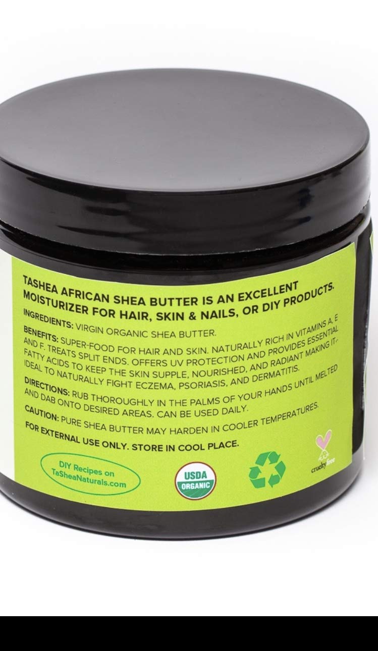 Organic Shea Butter by TaShea Naturals: Virgin Ivory (16oz) USDA Certified Shea Butter - Nourishing Healing Emollient for Hair, Skin and Nails or DIY products