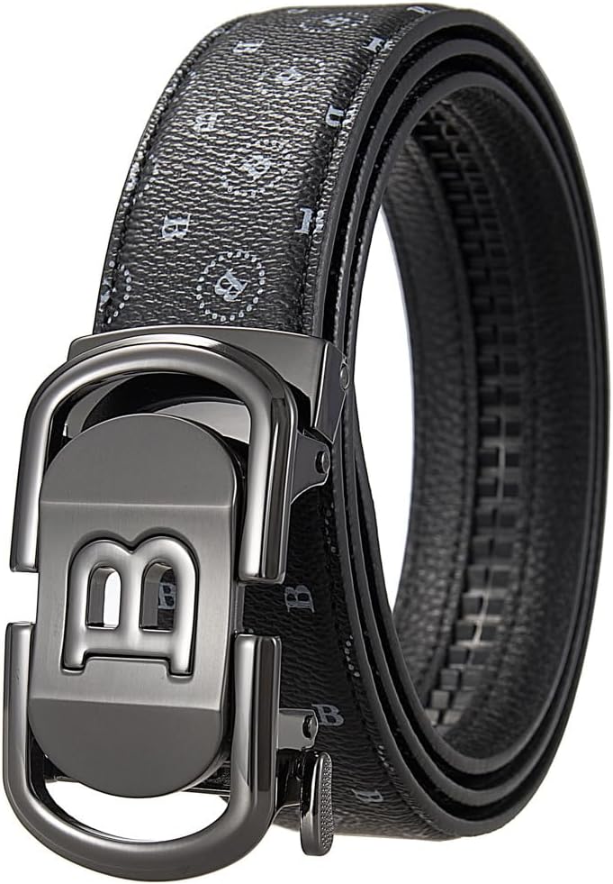 Genuine Leather Belt for Men Ratchet Adjustable Slide Belt 1 3/8'' Width in Gift Package Fit Everywhere