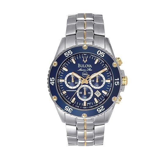 Bulova Relógio cronógrafo masculino Marine Star com 6 ponteiros, ponteiros luminosos, resistente à água até 100 m