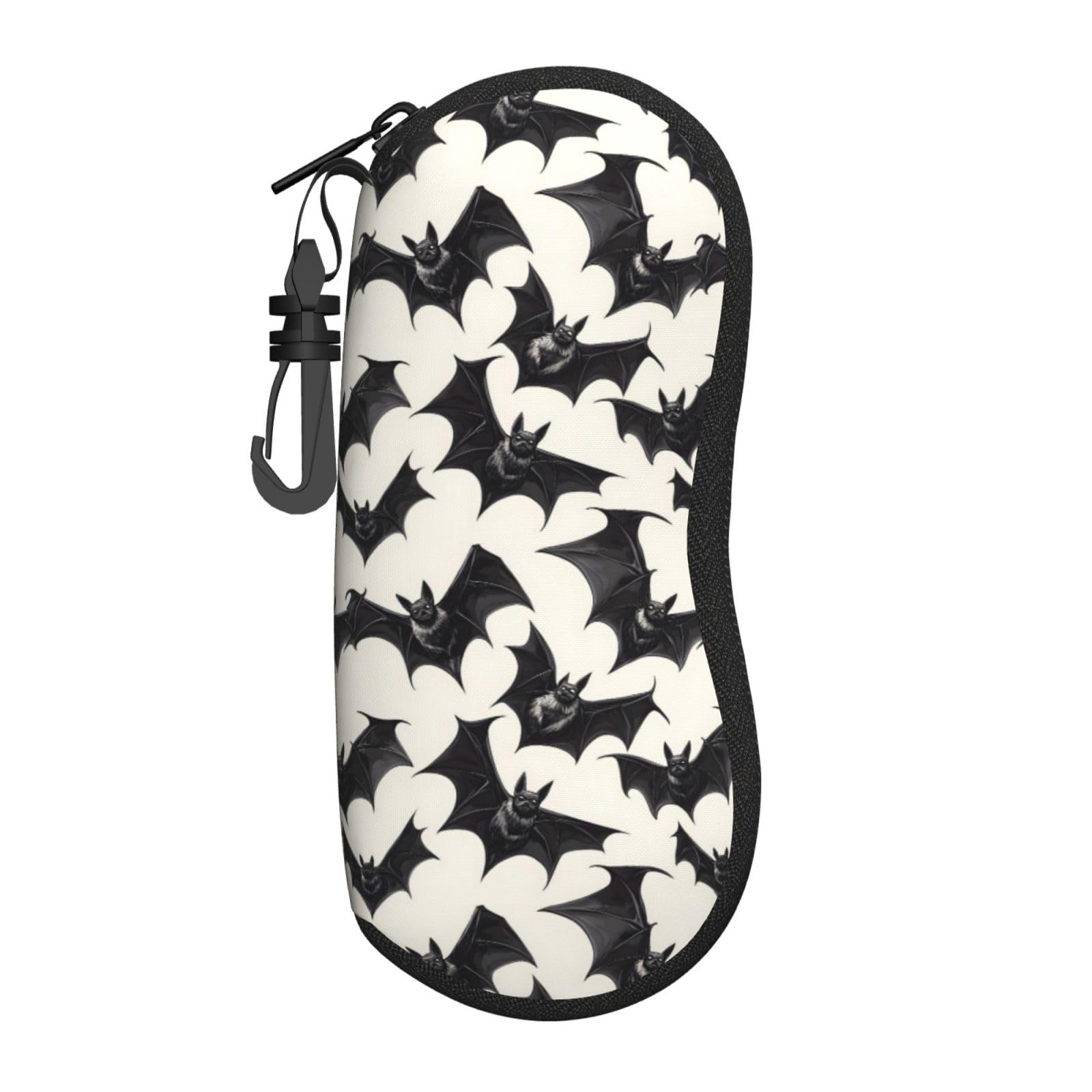 asbwuo Black Realistic Bats Novelty Glasses Case Soft Sunglasses Eyeglass Case Cute Light Glass Pouch Box With Clip