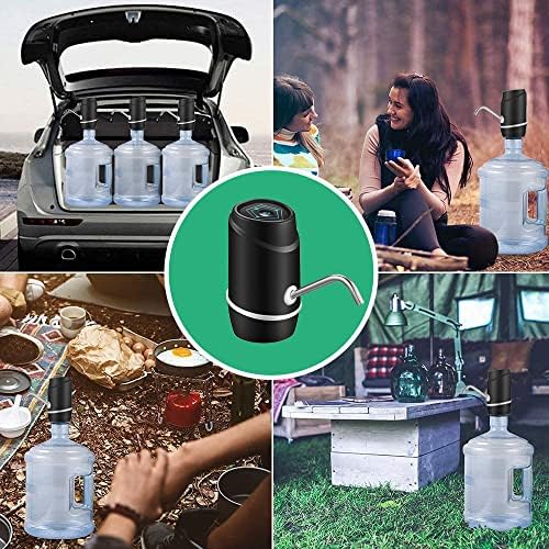 Helcona Portable Water Bottle Dispenser 5 Gallon Electric Water Bottle Pump Smart USB Charger Automatic Drinking Water Jug Pump Universal Wireless Switch IdealHome,Office,Travel,Camping,Black,WE-1