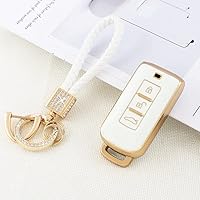 Vista 6 de PIFOOG Funda para llavero Mitsubishi, accesorios Outlander Lancer Mirage, carcasa protectora para llaves de coche, cubierta completa, llavero