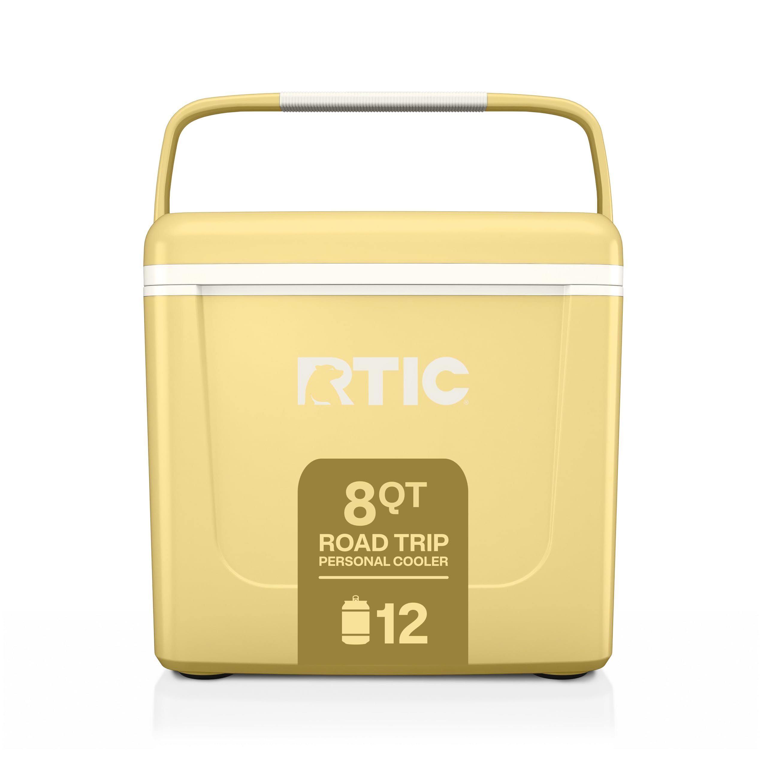 RTIC 8 quart Road Trip personal hard cooler in sunlight white colorway