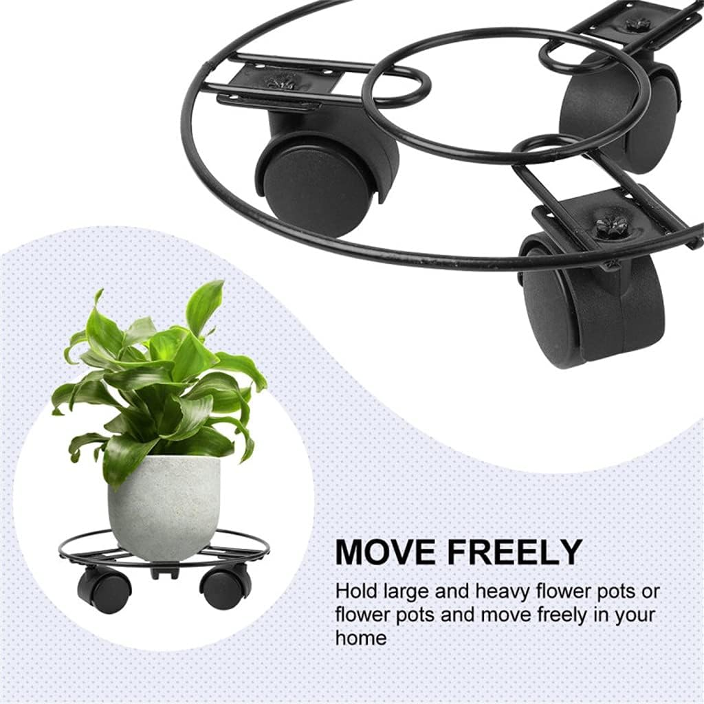 Flower Pot Rack Iron Rolling Movable Plant Caddy Potted Plants Stand Flower Pot Mover Tray Coaster