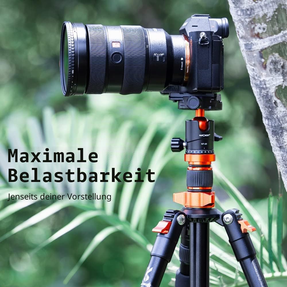 K&F CONCEPT KF25 Kugelkopf Stativkopf, Kamera Kugelkopf mit 1/4 Zoll Schnellwechselplatte und Wasserwaagee, 8 kg Tragkraft, für Stativ, Einbeinstativ, Kamera Slider, Spiegelreflexkamera